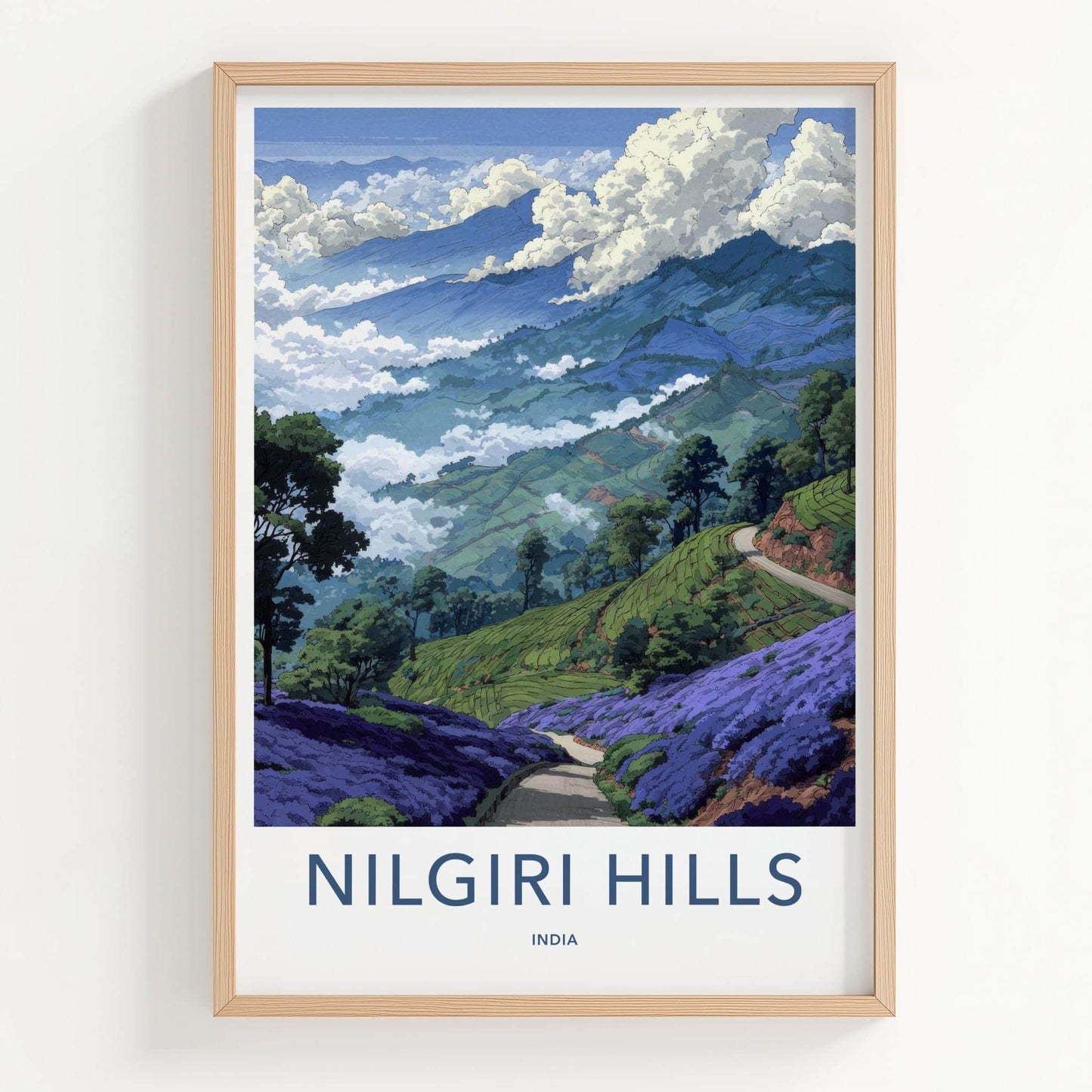 Nilgiri Hills Poster - India Wall Art - Tamil Nadu Green Tea Fields Home Decor