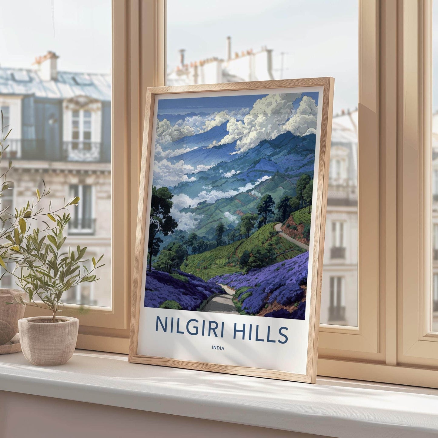 Nilgiri Hills Poster - India Wall Art - Tamil Nadu Green Tea Fields Home Decor