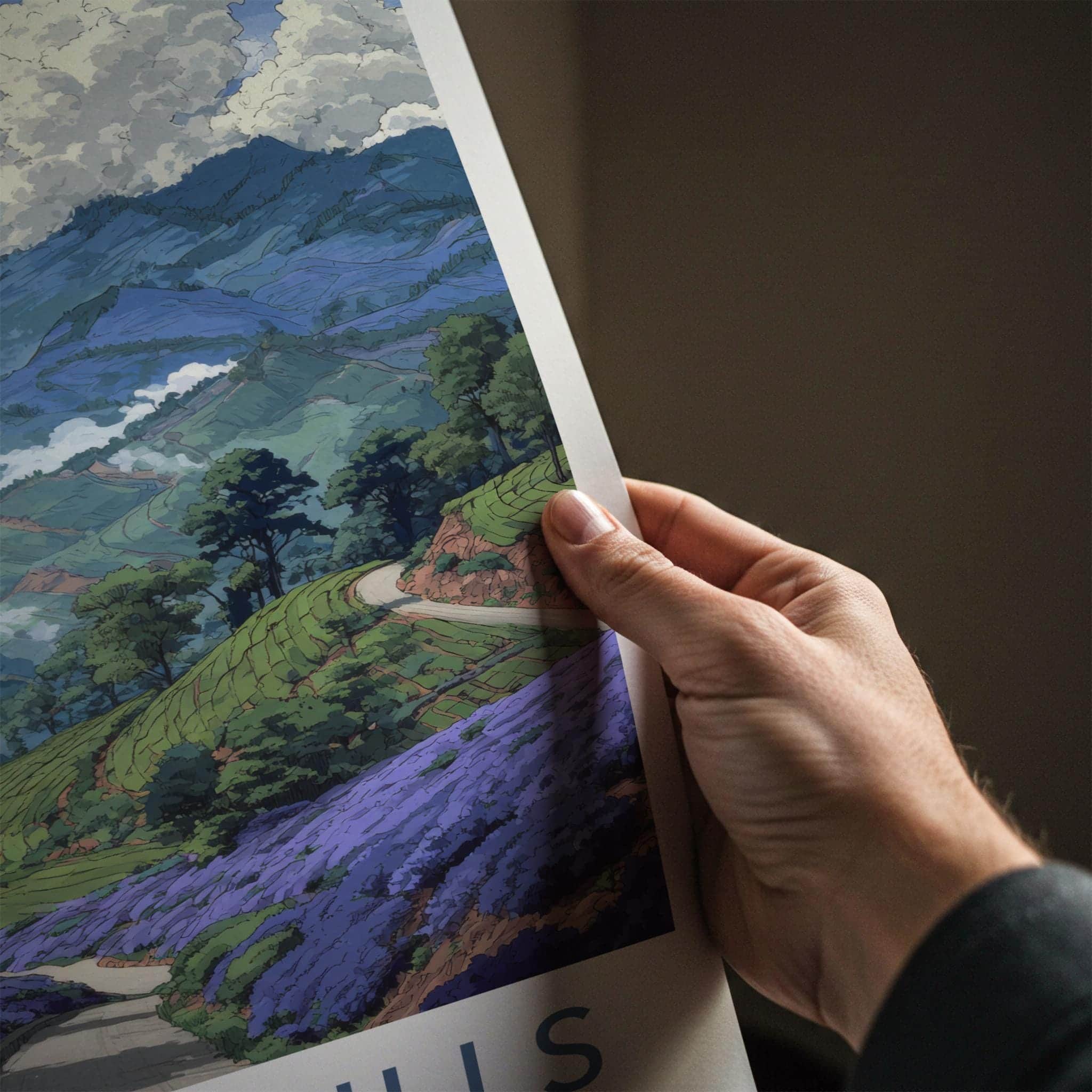 Nilgiri Hills Poster - India Wall Art - Tamil Nadu Green Tea Fields Home Decor