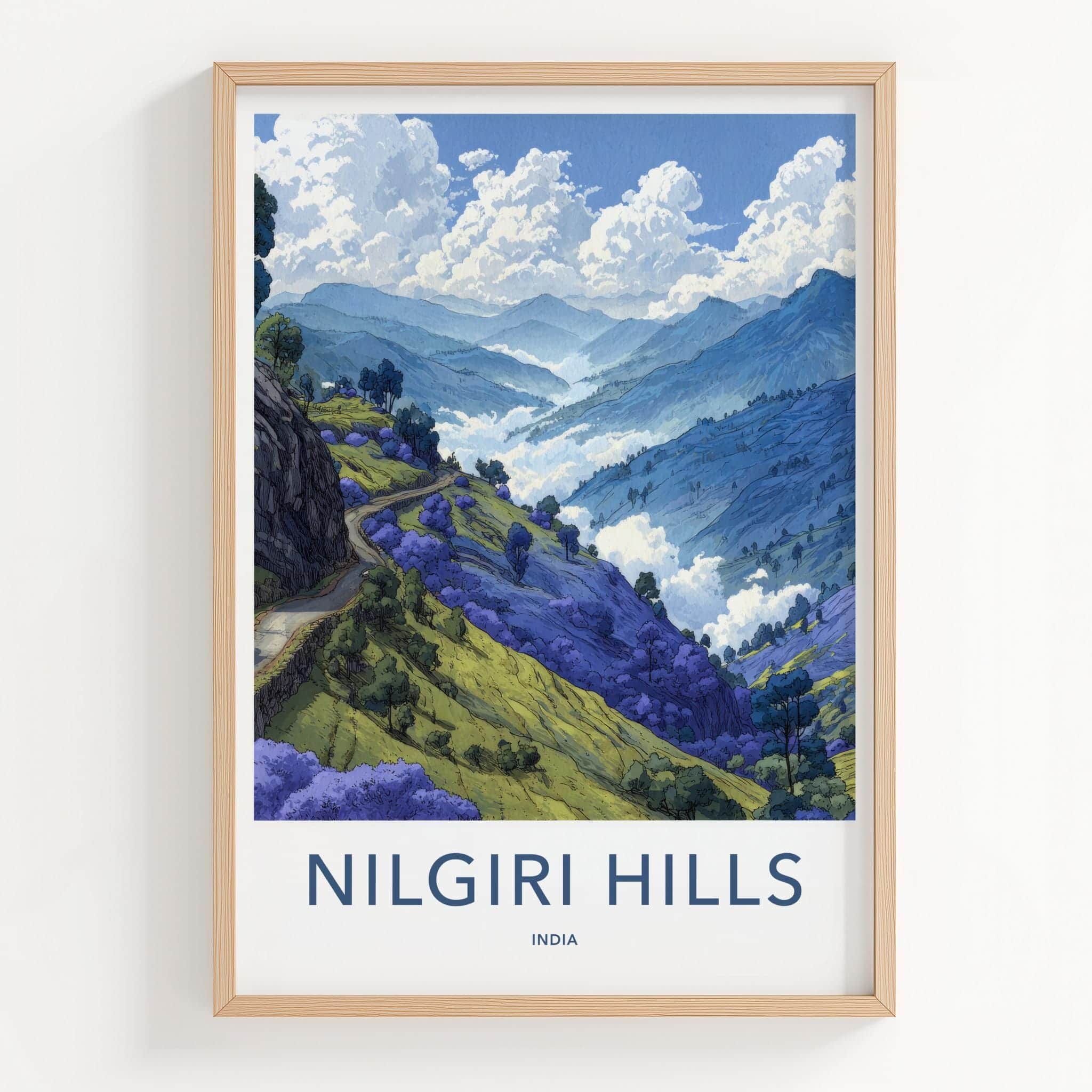 Nilgiri Hills Poster - India Wall Art - Tamil Nadu Misty Mountain Road Gift