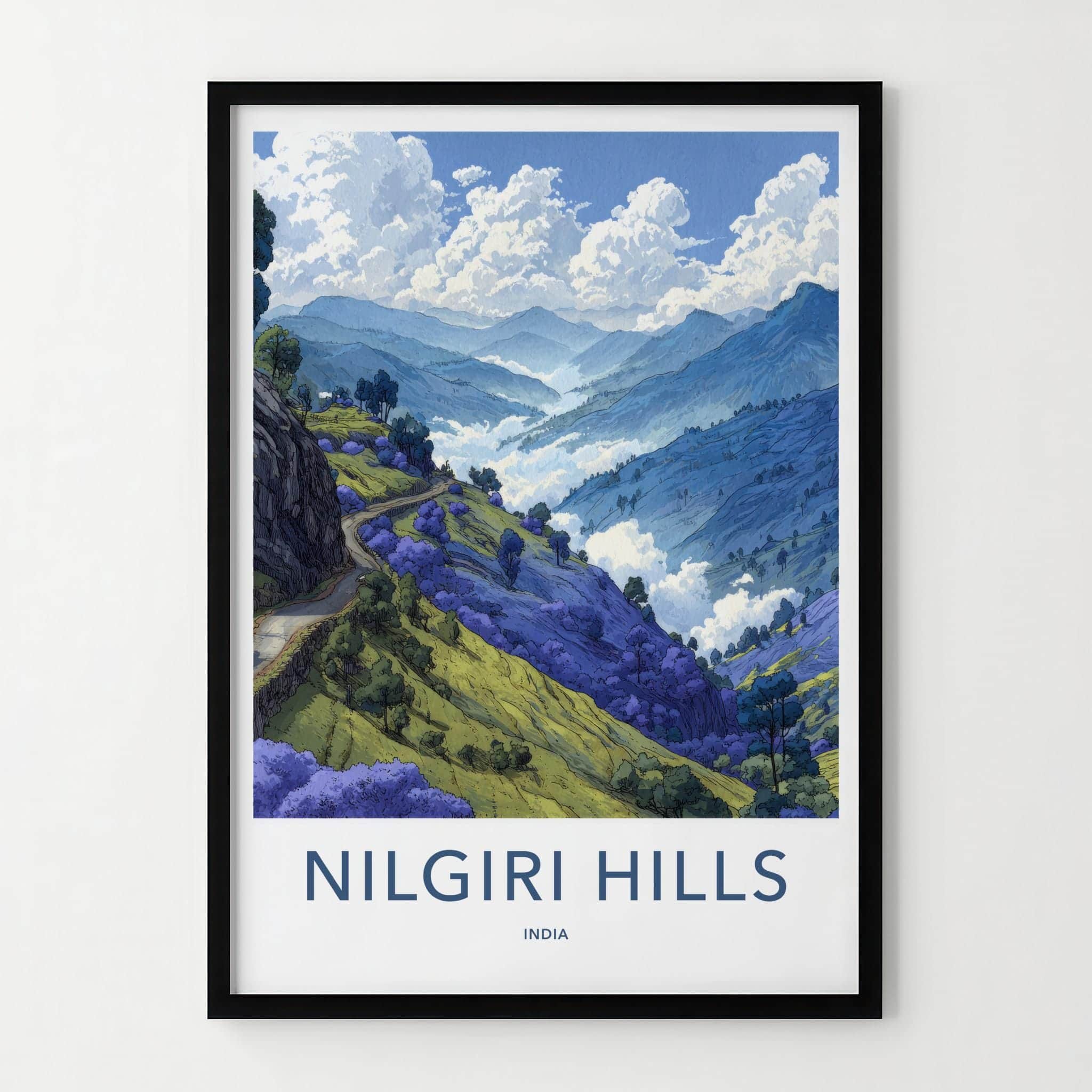 Nilgiri Hills Poster - India Wall Art - Tamil Nadu Misty Mountain Road Gift