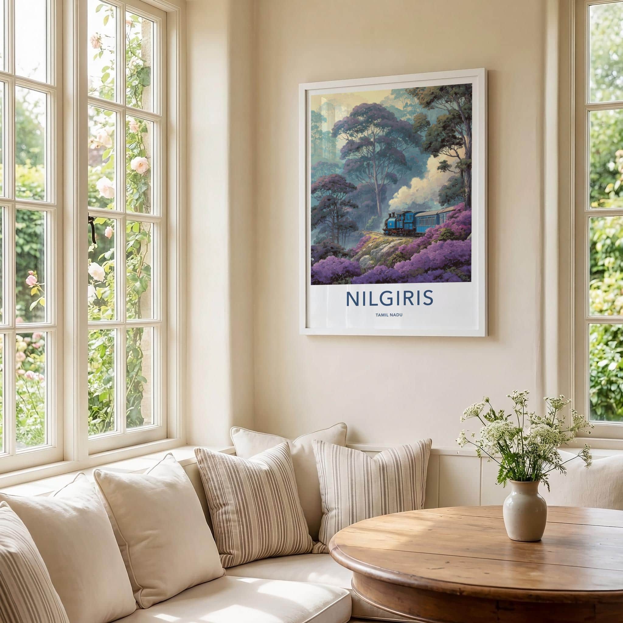 Nilgiris Poster - India Travel Art - Tamil Nadu Mountain Train Home Decor