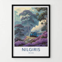 Nilgiris Poster - India Travel Art - Tamil Nadu Mountain Train Home Decor