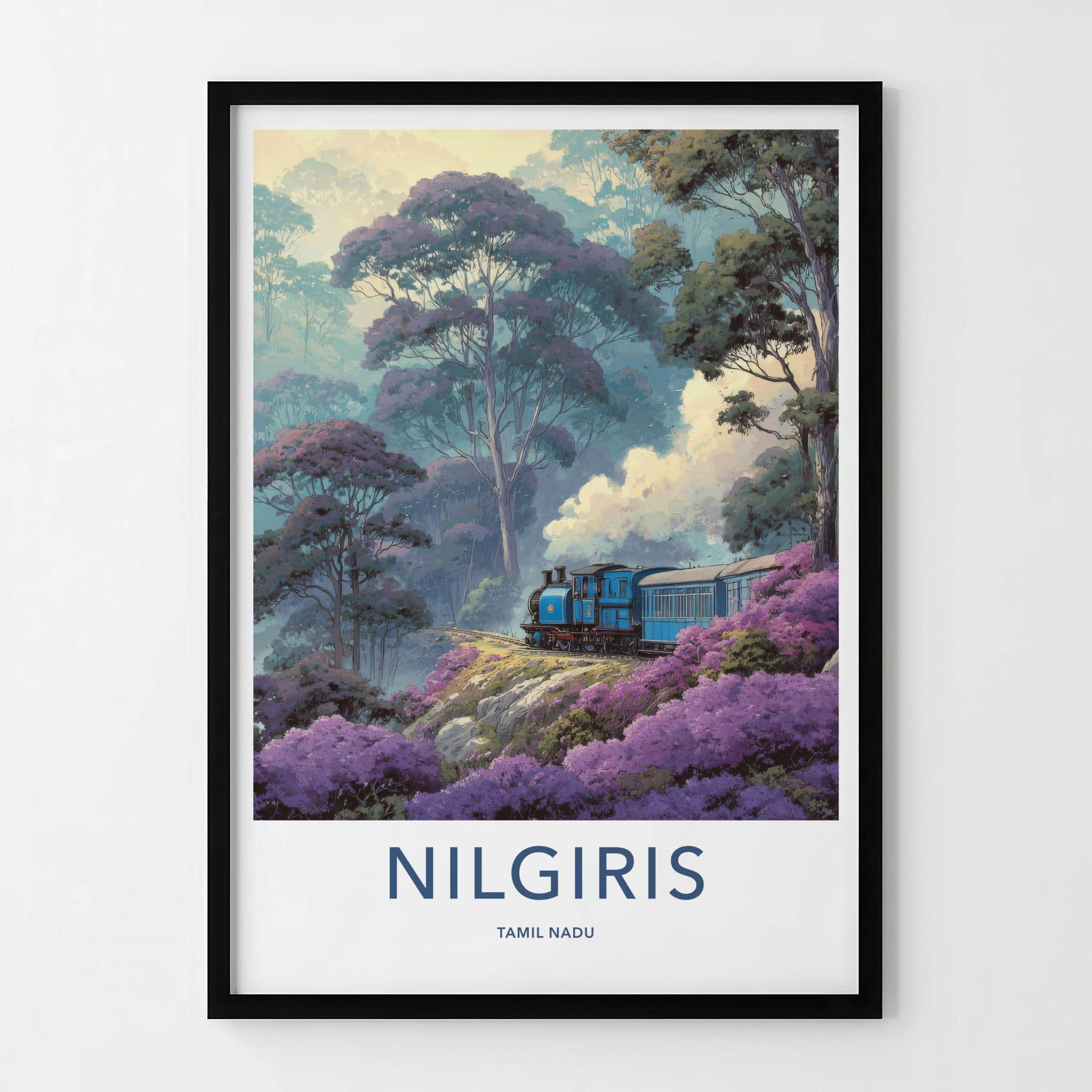 Nilgiris Poster - India Travel Art - Tamil Nadu Mountain Train Home Decor