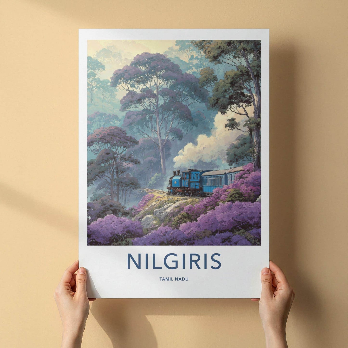 Nilgiris Poster - India Travel Art - Tamil Nadu Mountain Train Home Decor
