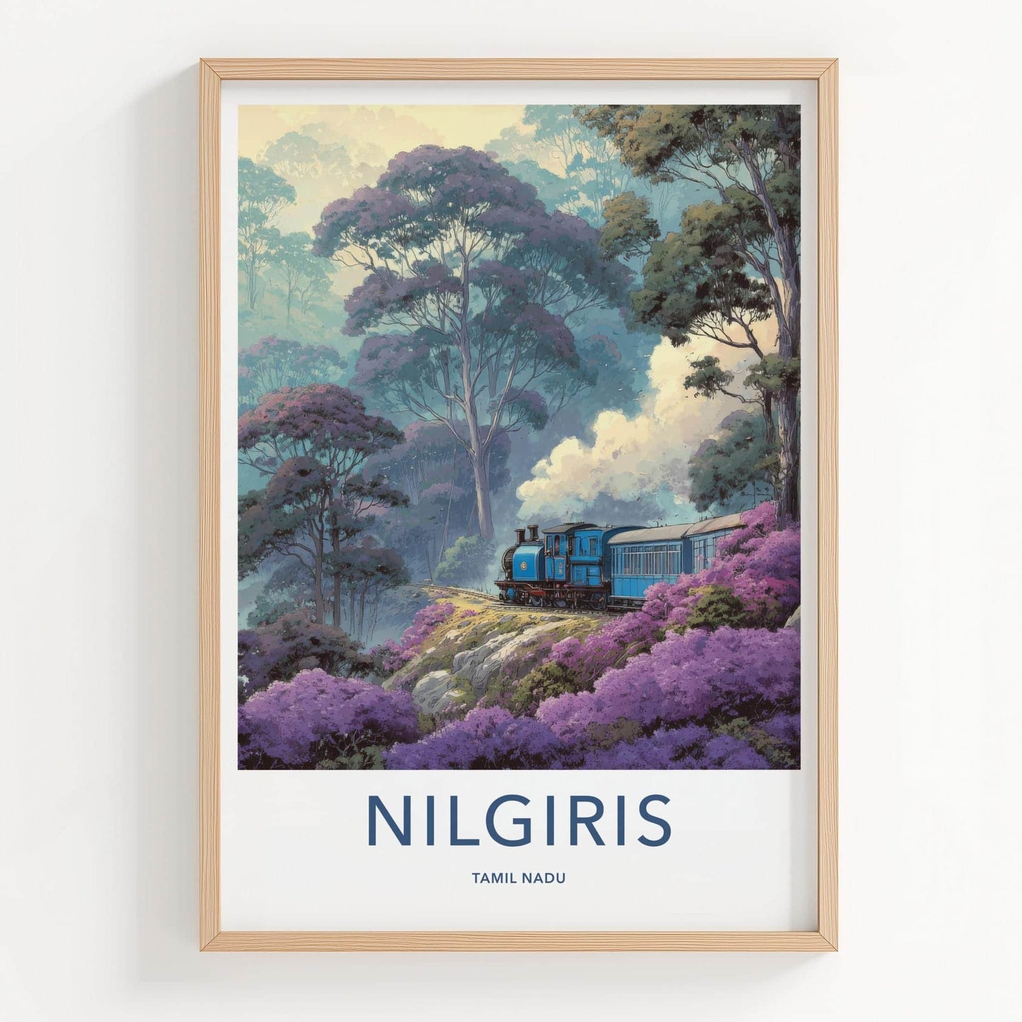 Nilgiris Poster - India Travel Art - Tamil Nadu Mountain Train Home Decor