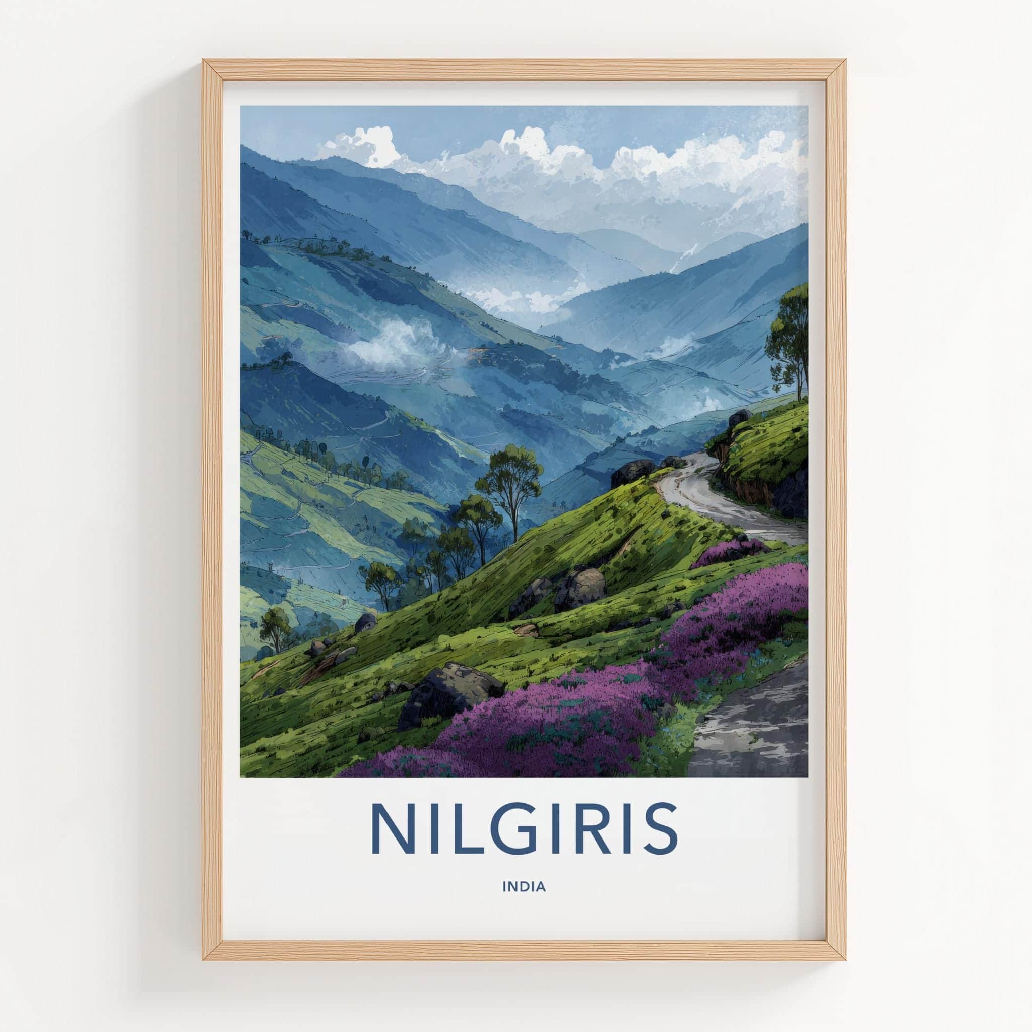 Nilgiris Poster - India Travel Art - Tamil Nadu Winding Mountain Road Home Decor