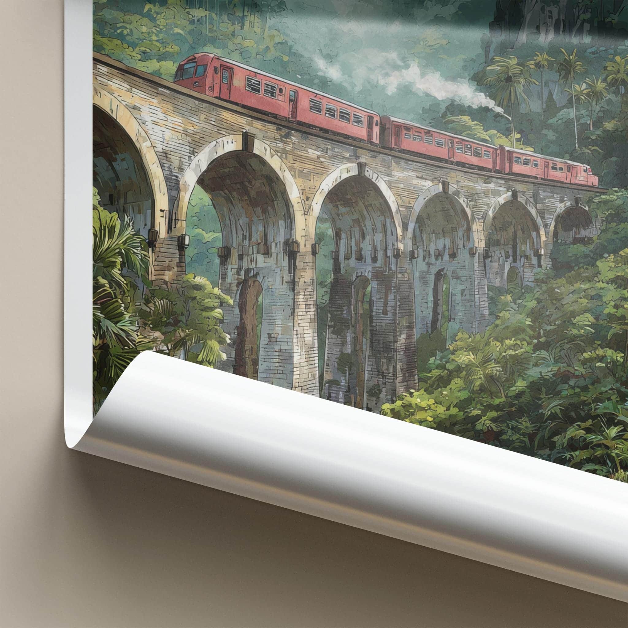 Nine Arches Poster - Sri Lanka Travel Art - Historic Train Bridge Home Decor