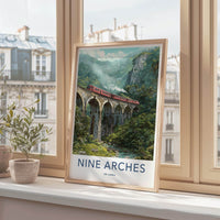 Nine Arches Poster - Sri Lanka Travel Art - Historic Train Bridge Home Decor