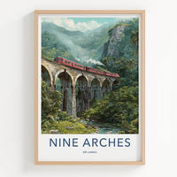 Nine Arches Poster - Sri Lanka Travel Art - Historic Train Bridge Home Decor