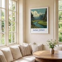 Ninh Binh Poster - Vietnam Framed Art - Karst River Lotus Framed Decor