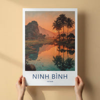 NINH BINH Poster - Vietnam Travel Art - Orange Sky Reflections Home Decor