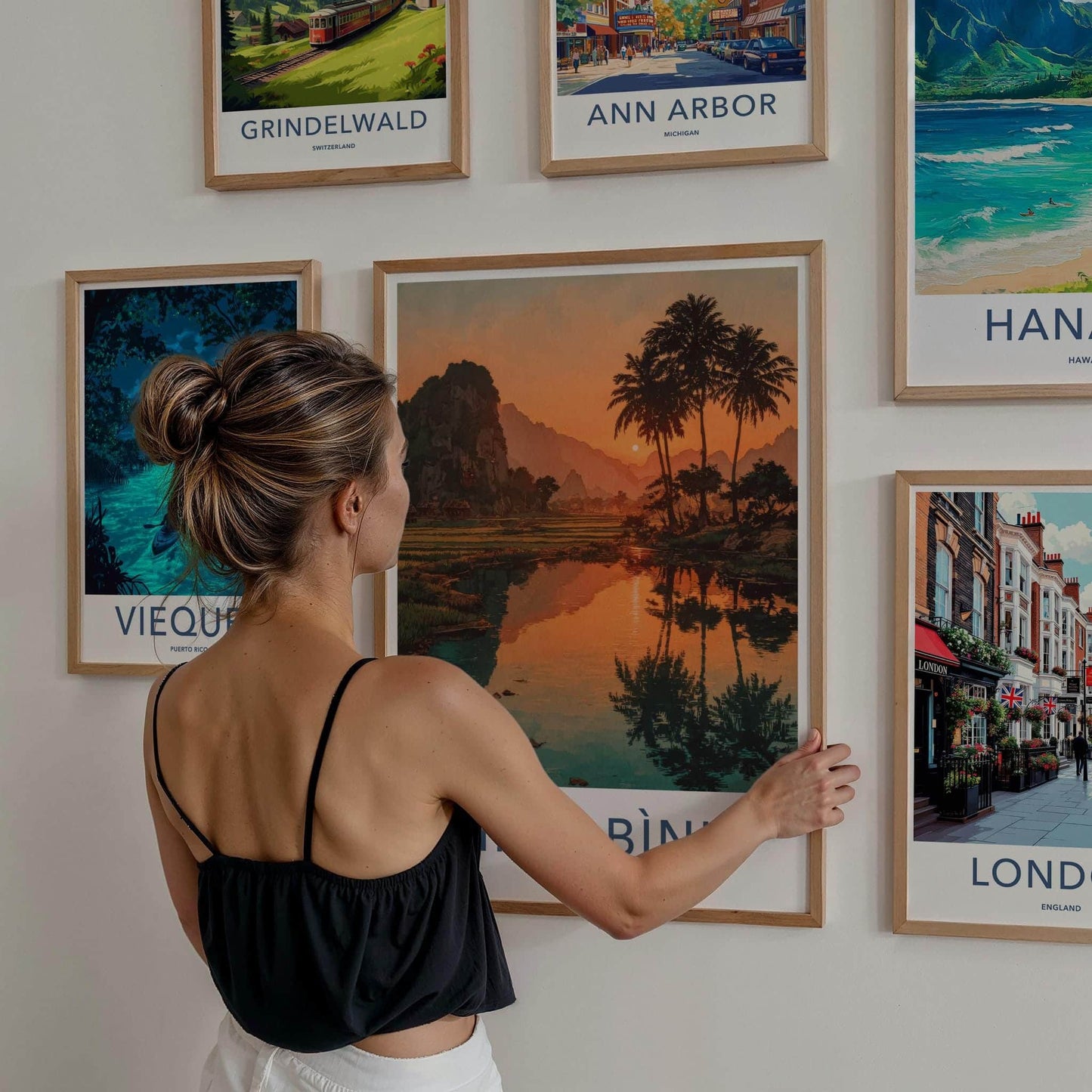 NINH BINH Poster - Vietnam Travel Art - Orange Sky Reflections Home Decor