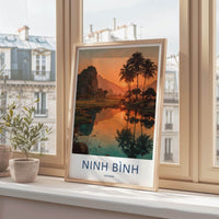 NINH BINH Poster - Vietnam Travel Art - Orange Sky Reflections Home Decor