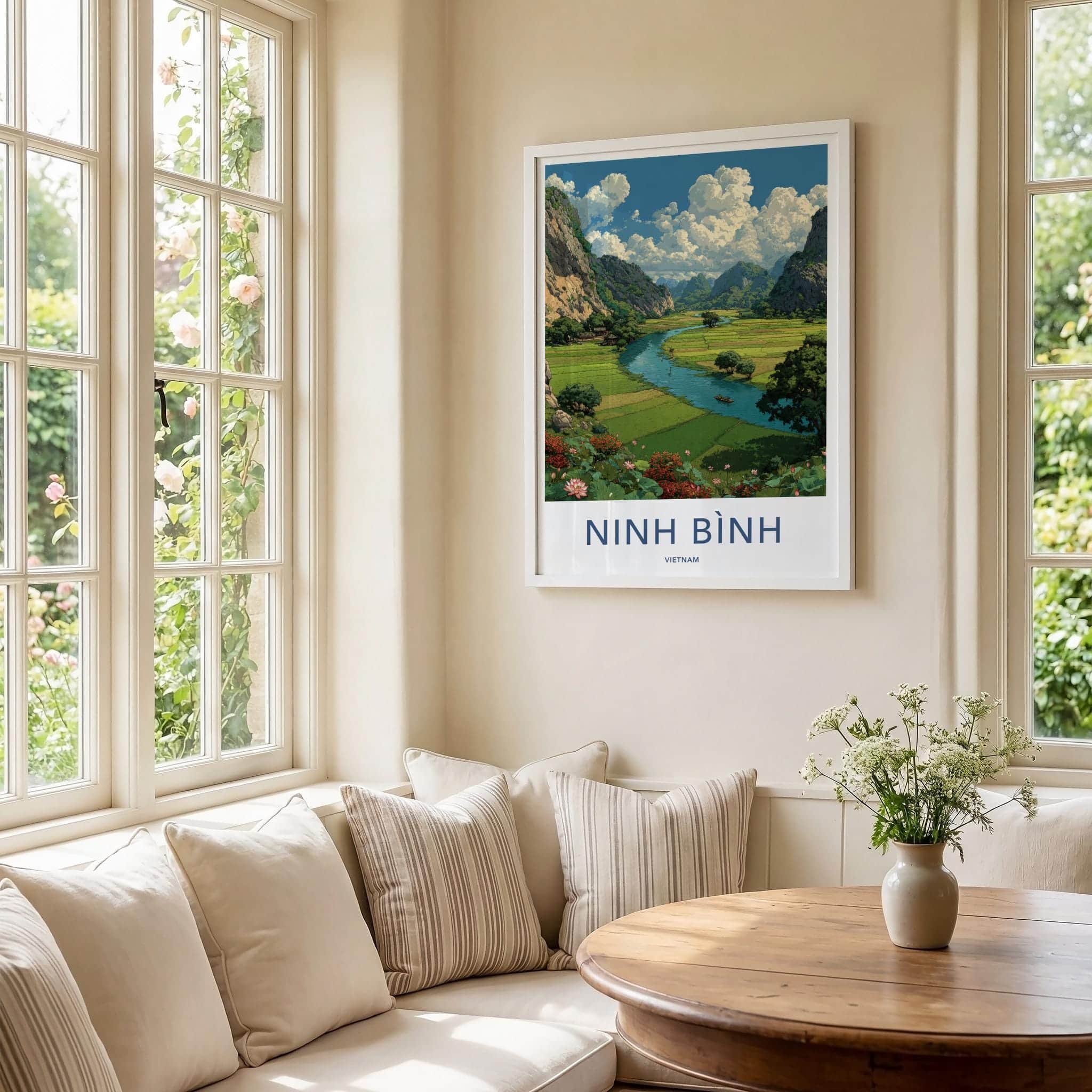 Ninh Binh Poster - Vietnam Travel Art - Scenic River Valley Home Decor