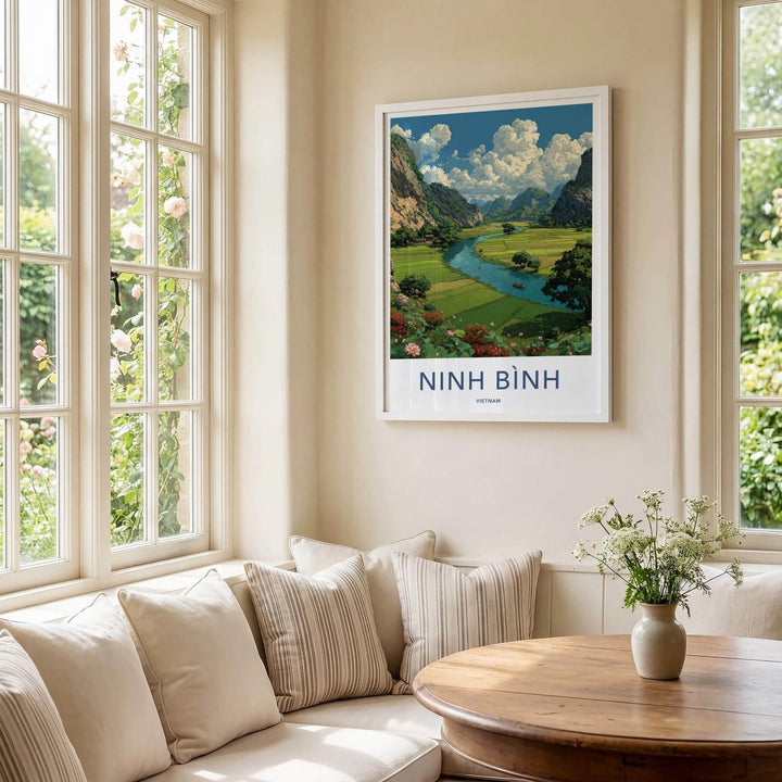 Ninh Binh Poster - Vietnam Travel Art - Scenic River Valley Home Decor