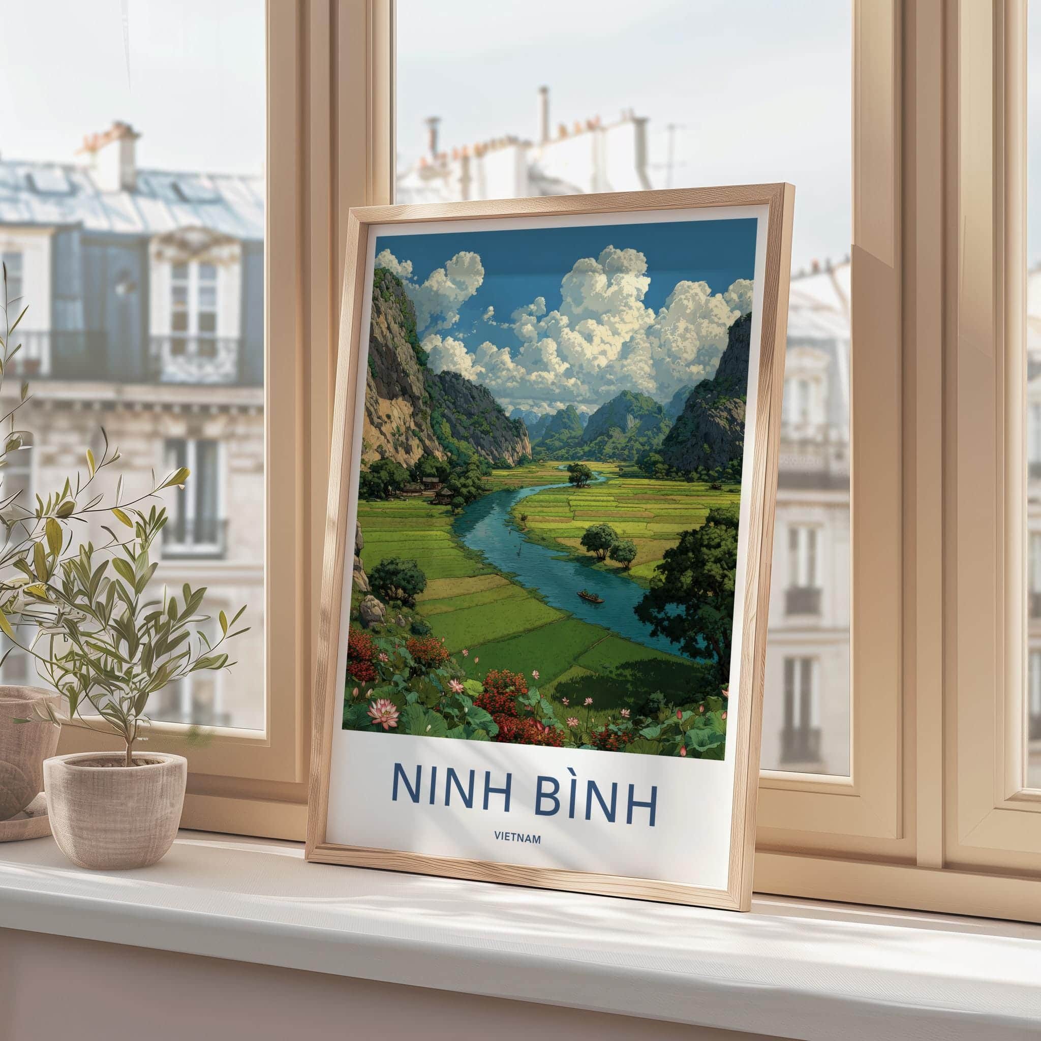 Ninh Binh Poster - Vietnam Travel Art - Scenic River Valley Home Decor
