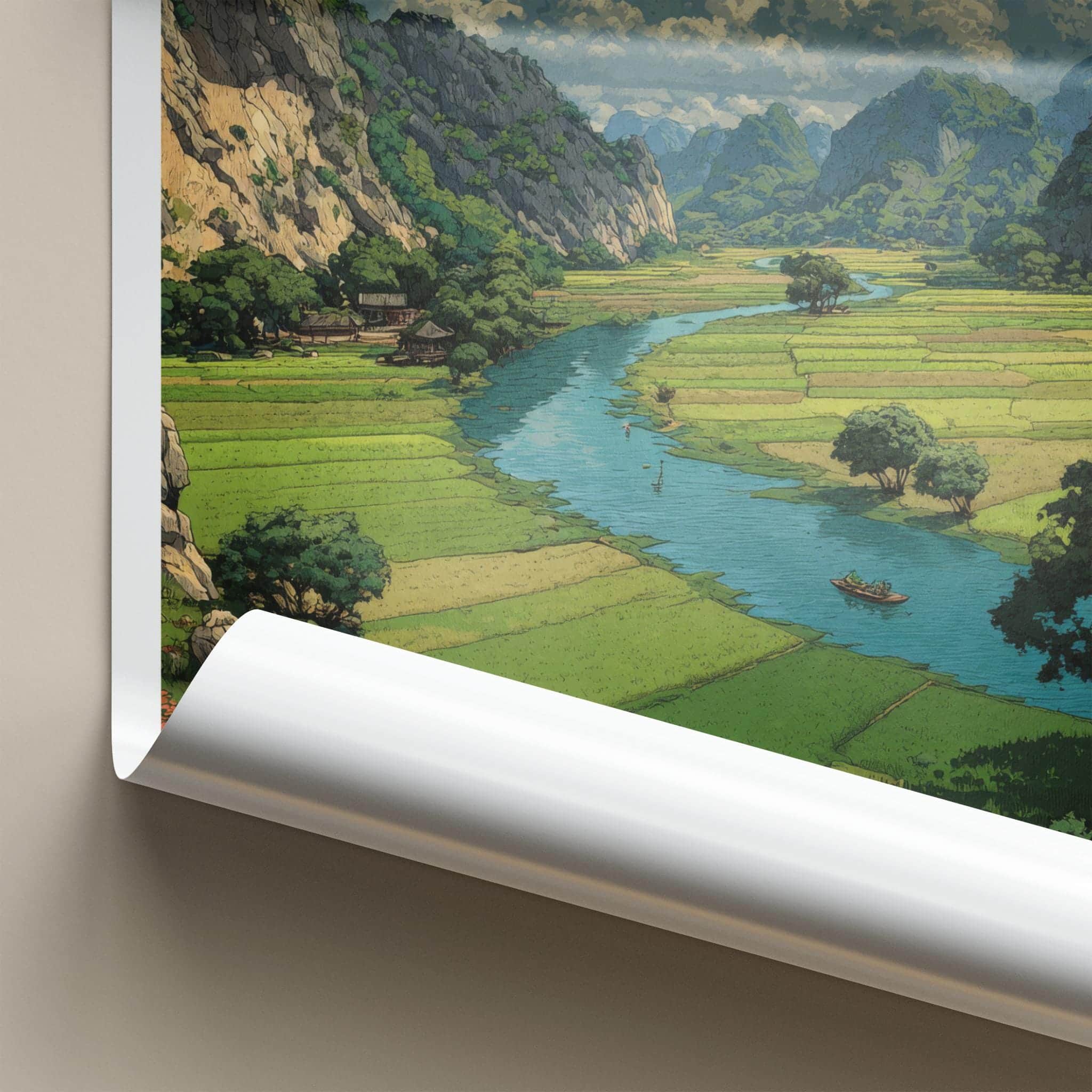 Ninh Binh Poster - Vietnam Travel Art - Scenic River Valley Home Decor