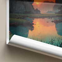 Ninh Binh Poster - Vietnam Travel Print - Rocky Karst Sunset Home Decor