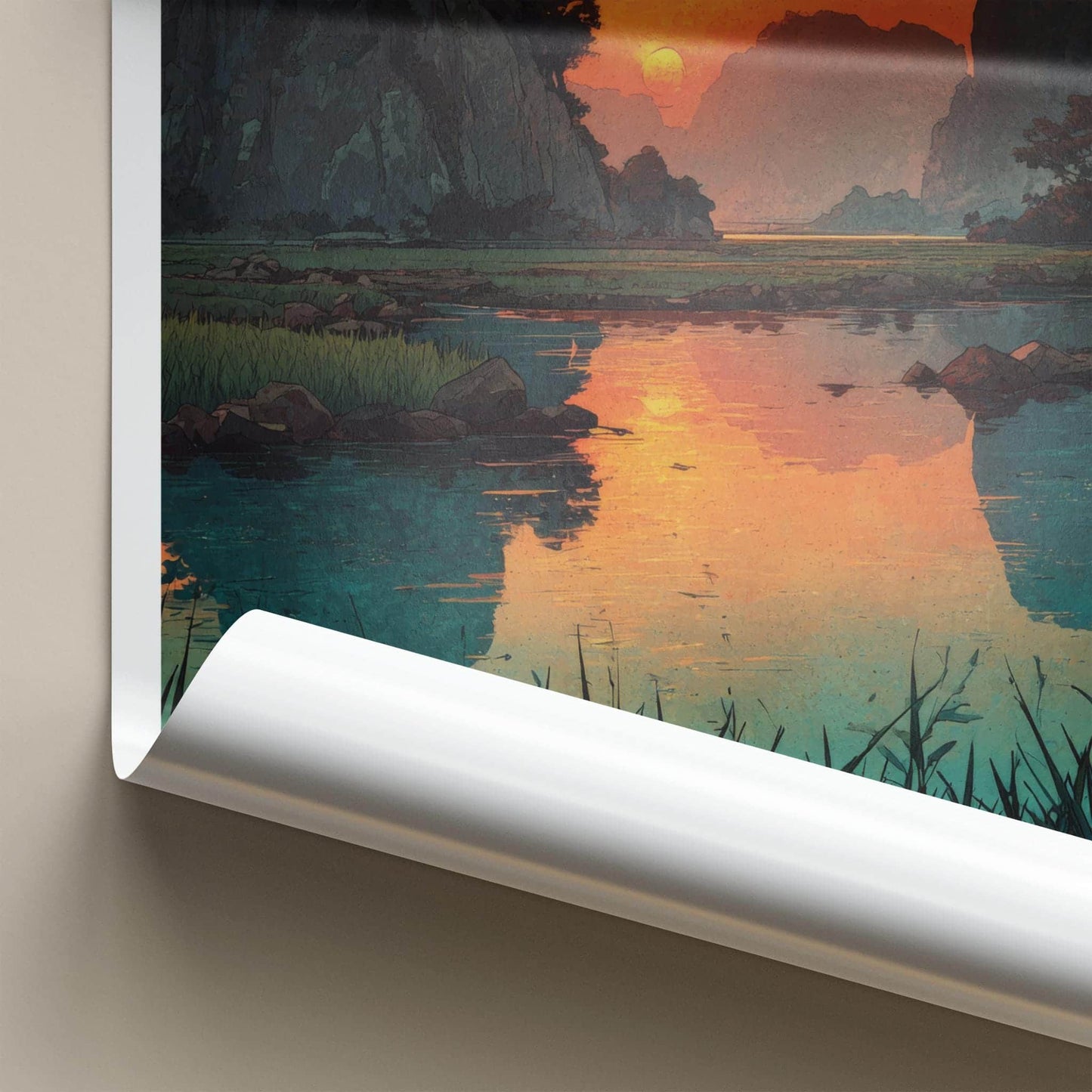 Ninh Binh Poster - Vietnam Travel Print - Rocky Karst Sunset Home Decor