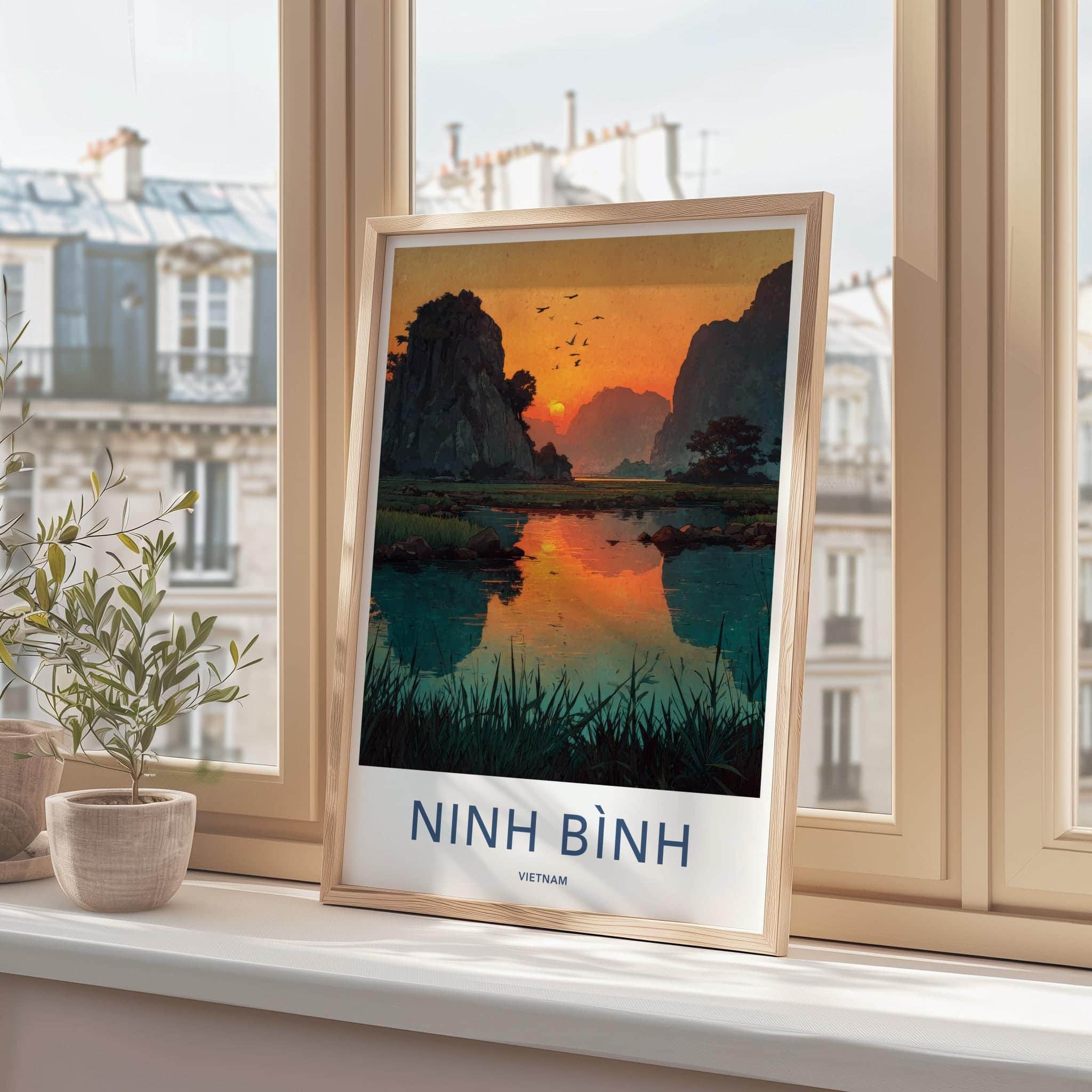 Ninh Binh Poster - Vietnam Travel Print - Rocky Karst Sunset Home Decor