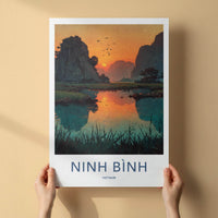 Ninh Binh Poster - Vietnam Travel Print - Rocky Karst Sunset Home Decor