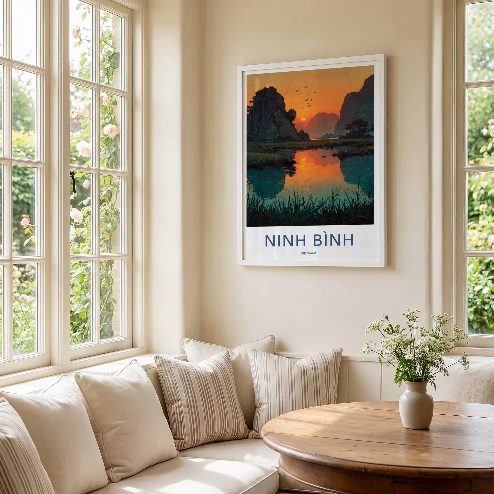 Ninh Binh Poster - Vietnam Travel Print - Rocky Karst Sunset Home Decor