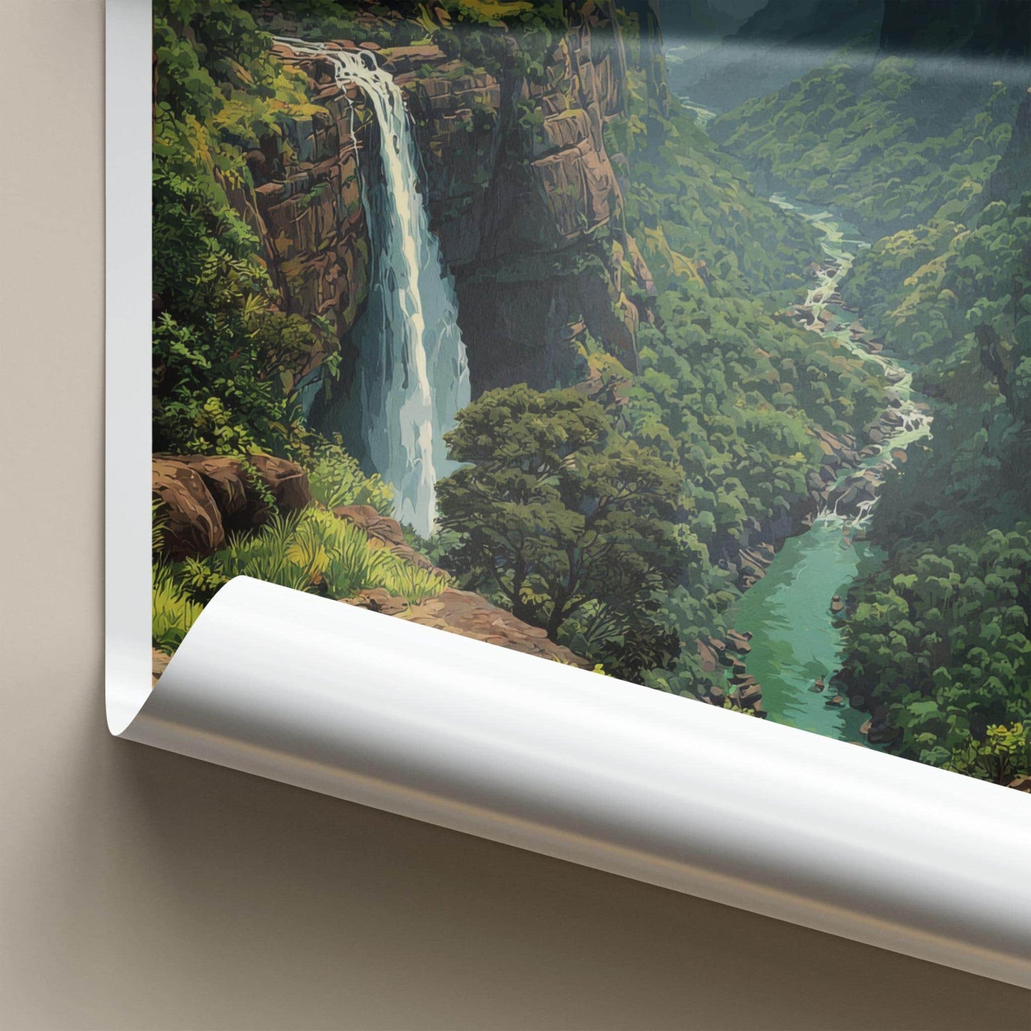 Nohkalikai Falls Poster - India Wall Art - Meghalaya Lush Green Gorge Wall Decor