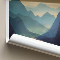 Nong Khiaw Poster - Laos Travel Art - Misty River Valley Home Decor