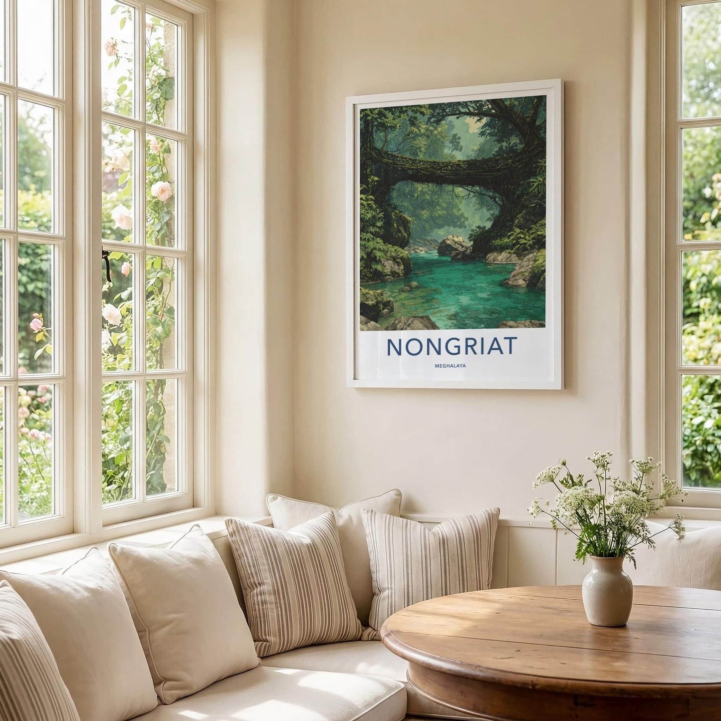 Nongriat Poster - India Travel Art - Meghalaya Living Root Bridge Home Decor