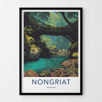 Nongriat Poster - India Travel Art - Meghalaya Living Root Bridge Home Decor