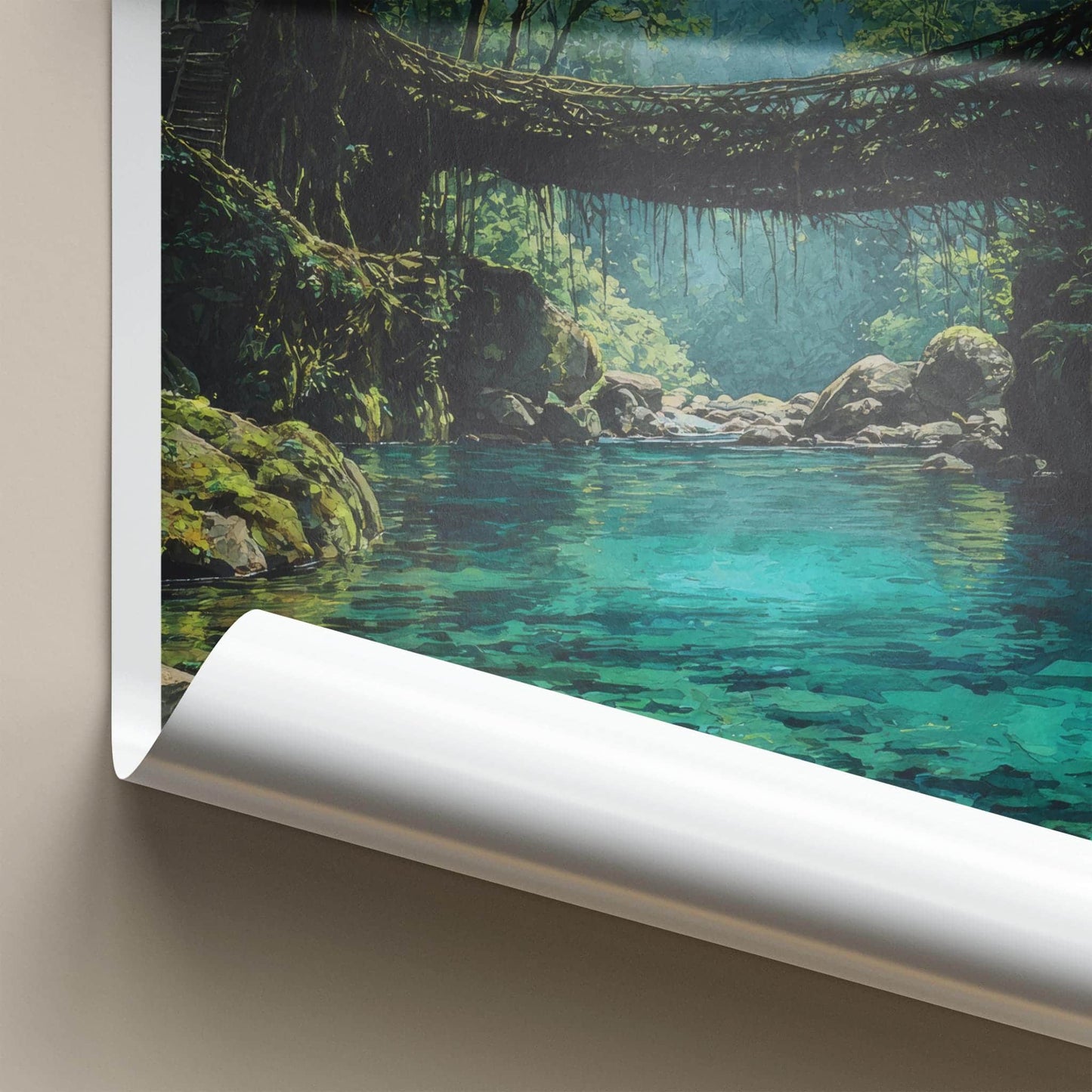 Nongriat Poster - India Travel Art - Meghalaya Living Root Bridge Wall Decor