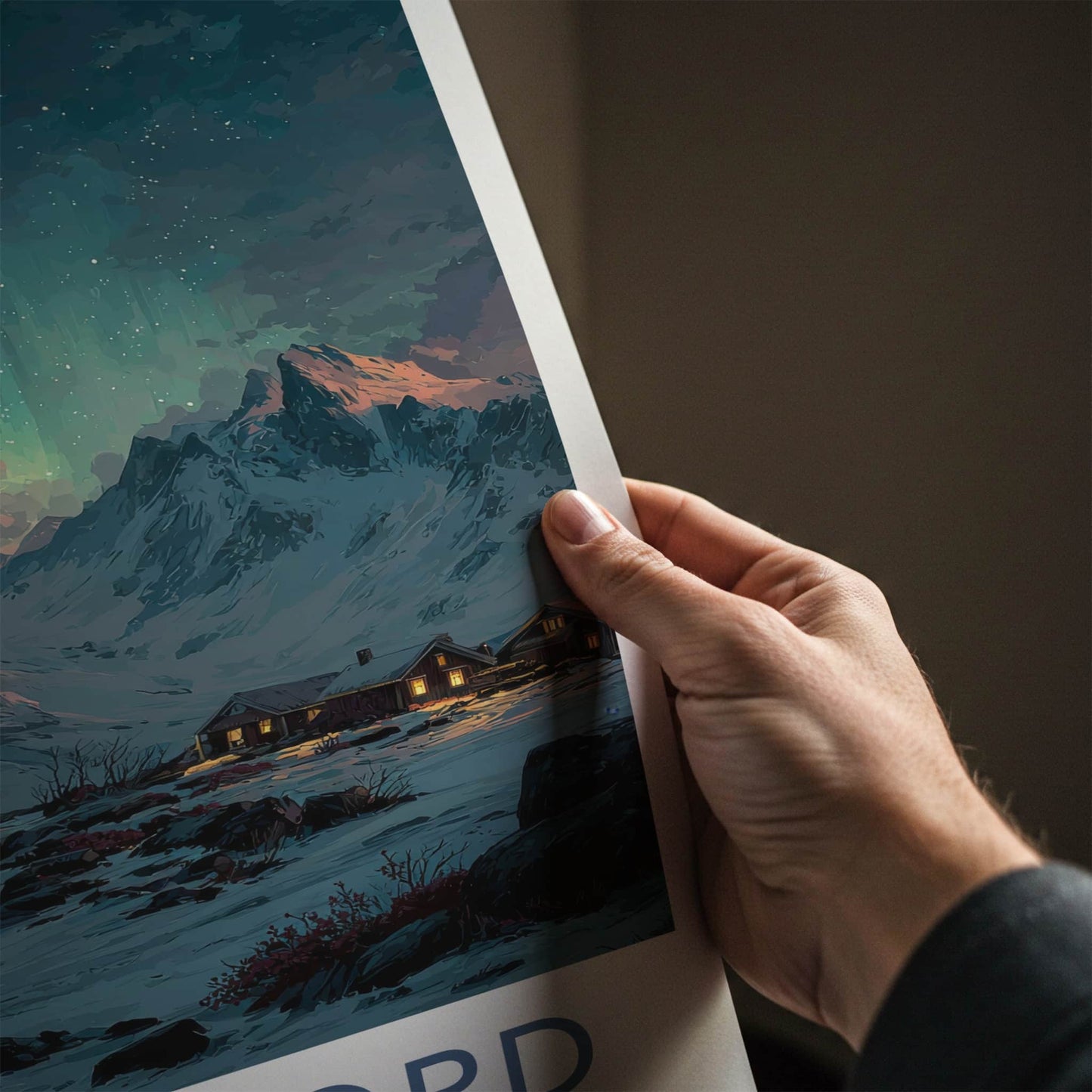 Nordfjord Poster - Norway Art Print - Northern Lights Fjord Home Decor