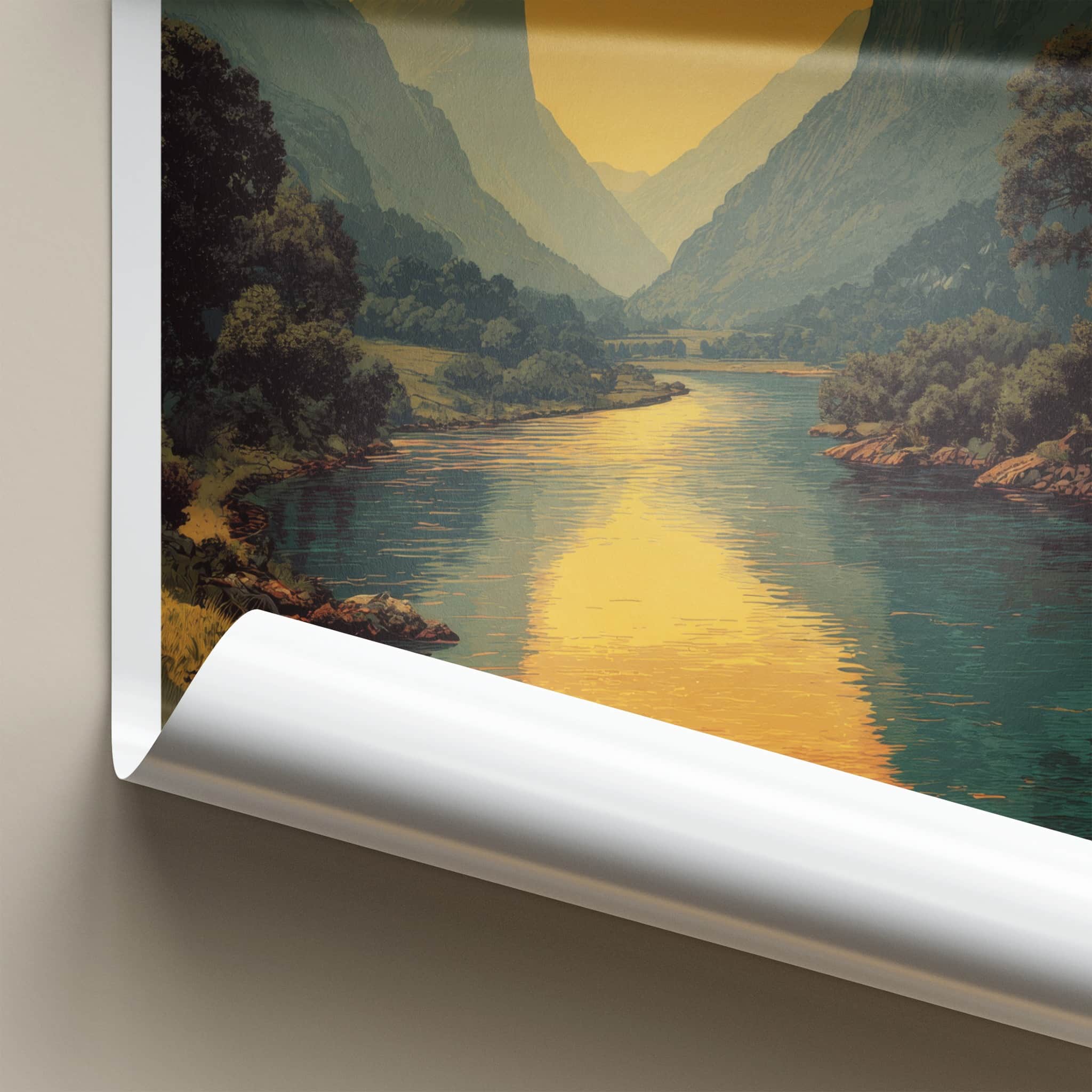 Nordfjord Poster - Norway Travel Art - Calm Fjord Reflection Home Decor