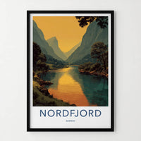 Nordfjord Poster - Norway Travel Art - Calm Fjord Reflection Home Decor