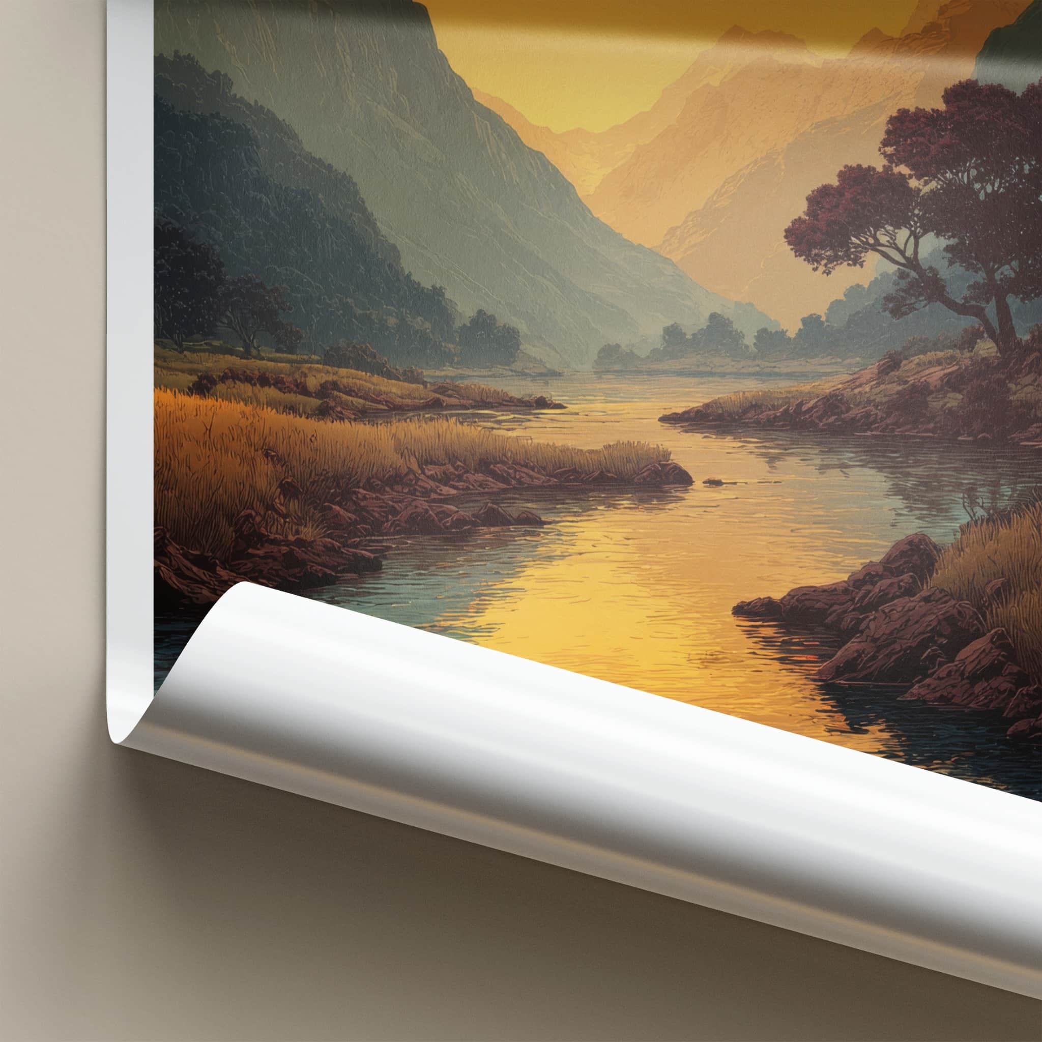 Nordfjord Poster - Norway Travel Art - Fjord Mountain Sunset Wall Decor