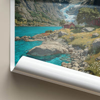 Nordfjord Poster - Norway Travel Art - Glacier Fjord Cabin Home Decor