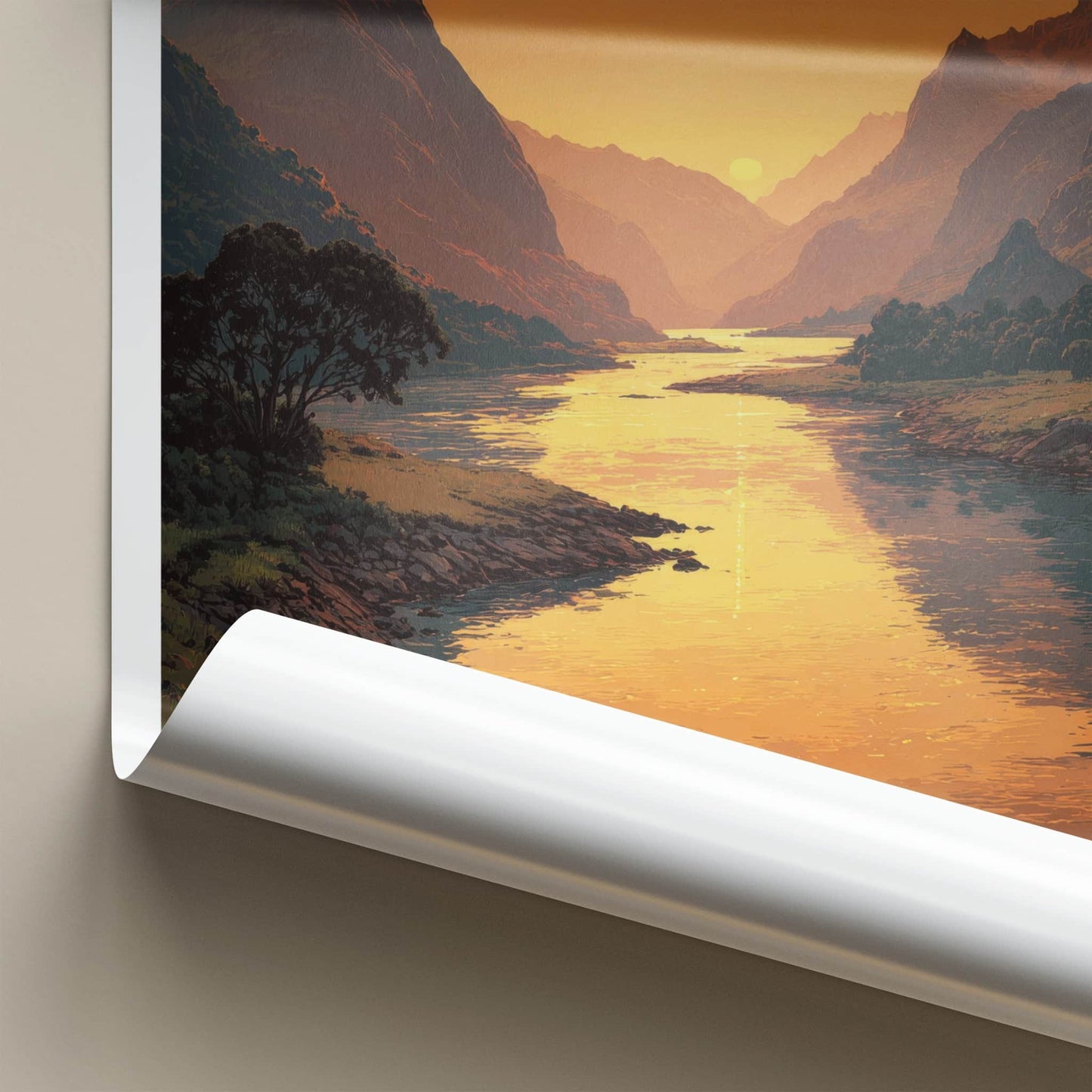 Nordfjord Poster - Norway Travel Art - Golden Fjord Sunset Home Decor