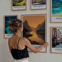 Nordfjord Poster - Norway Travel Art - Golden Fjord Sunset Home Decor