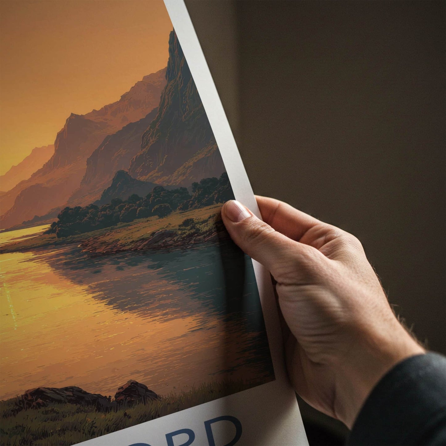 Nordfjord Poster - Norway Travel Art - Golden Fjord Sunset Home Decor