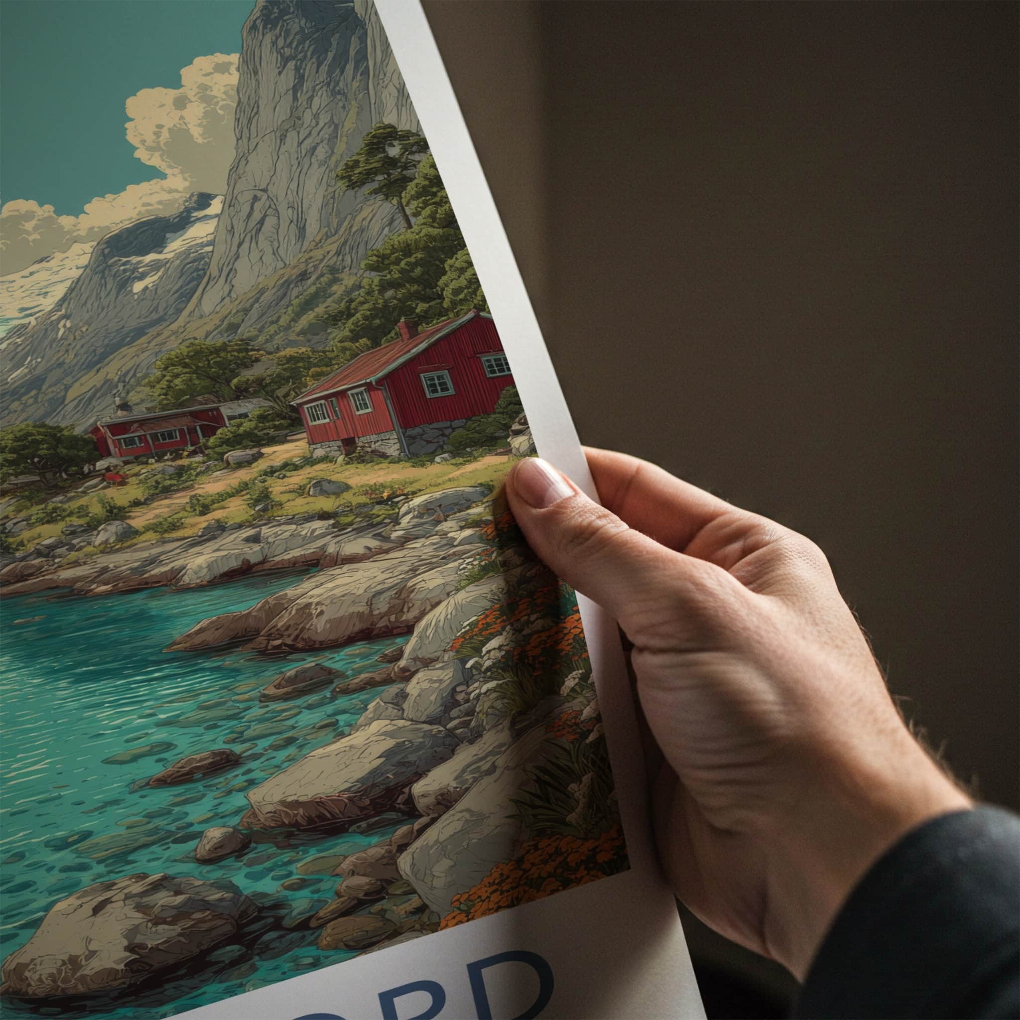Nordfjord Poster - Norway Travel Art - Mountain Glacier Fjord Home Decor