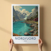 Nordfjord Poster - Norway Travel Art - Mountain Glacier Fjord Home Decor