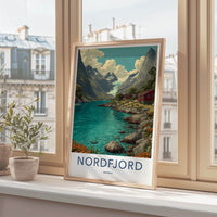 Nordfjord Poster - Norway Travel Art - Mountain Glacier Fjord Home Decor