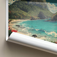 Noronha Poster - Brazil Framed Art - Mountain Beach Hibiscus Home Art
