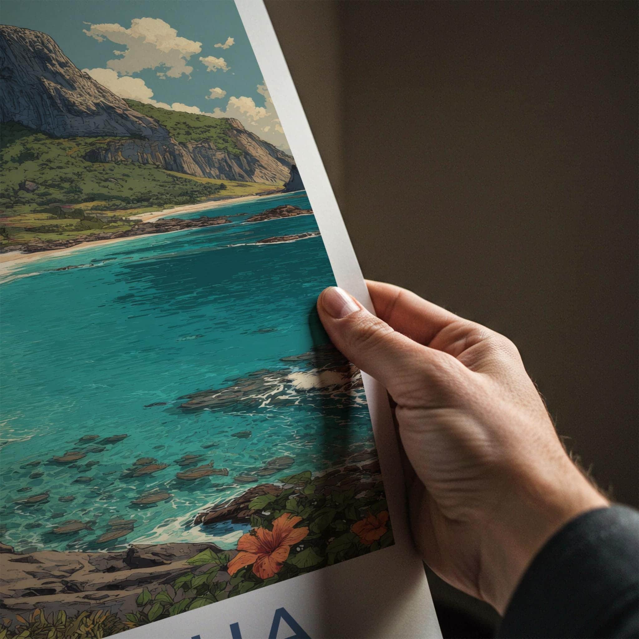 Noronha Poster - Brazil Travel Art - Crystal Water Mountain Home Decor