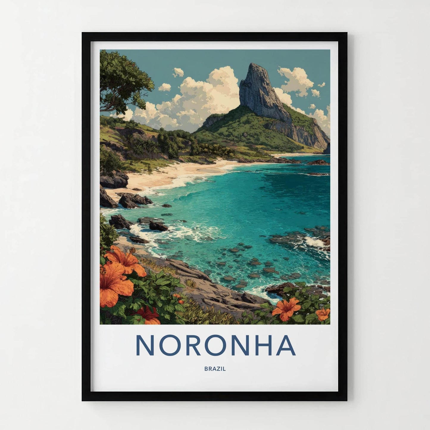 Noronha Poster - Brazil Travel Art - Crystal Water Mountain Home Decor