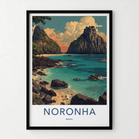 Noronha Poster - Brazil Travel Art - Island Beach Cliffs Wall Decor