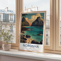 Noronha Poster - Brazil Travel Art - Island Beach Cliffs Wall Decor