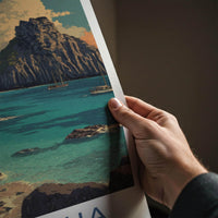 Noronha Poster - Brazil Travel Art - Island Beach Cliffs Wall Decor