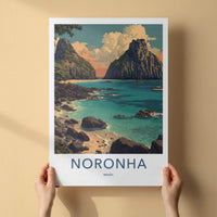 Noronha Poster - Brazil Travel Art - Island Beach Cliffs Wall Decor